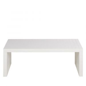 Table basse blanche &agrave; carreaux L110