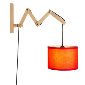 Applique murale extensible en bois et tissu rouge 25 cm