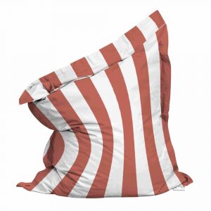 Housse vide de pouf ray&eacute; XL imperm&eacute;able 140x120 cm argile et blanc