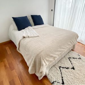 Plaid Couverture Imitation ''Lapin'' Cocoon beige clair 220x240cm