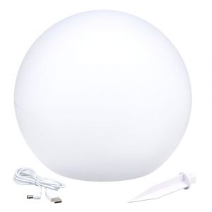 Boule lumineuse solaire Poly&eacute;thyl&egrave;ne Blanc &empty;30cm