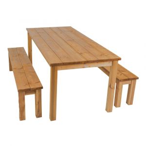 Table de pique-nique pour 6 personnes, bois, marron, 200 x 78 cm