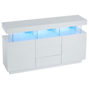 Buffet blanc laqu&eacute; moderne avec &eacute;clairage LED int&eacute;gr&eacute;