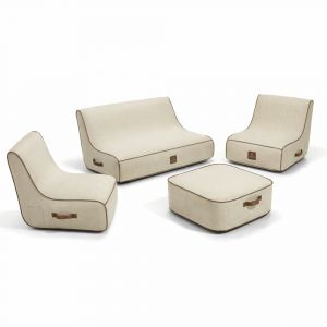 Salon de jardin gonflable en olefin couleur blanc cass&eacute;