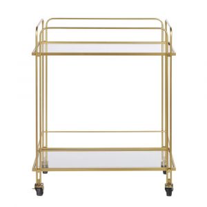 Desserte en verre transparent et m&eacute;tal dor&eacute;