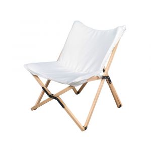 Chaise de r&eacute;gisseur pour jardin en bois et polyester marron et blanc