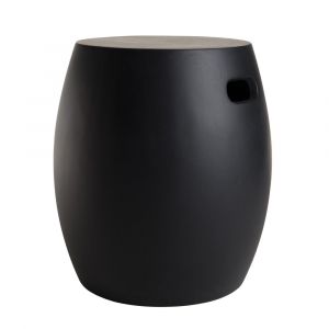 Table d'appoint de jardin noire et ronde en b&eacute;ton D43 cm