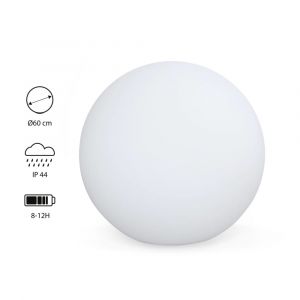 Boule led 60cm &ndash; sph&egrave;re d&eacute;corative lumineuse, D60cm, blanc chaud,