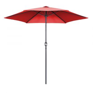 Parasol droit 3m inclinable &agrave; manivelle en aluminium rouge