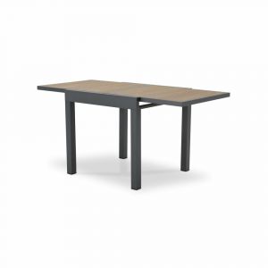 Table de jardin &agrave; rallonge en aluminium gris 160/80&times;80cm et polywood
