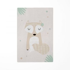 Tapis de jeu enfant animaux for&ecirc;t renard vert 118x180cm