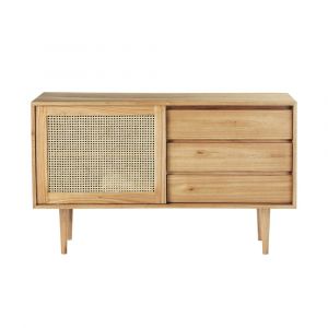 Commode en mindi massif et cannage 135 cm