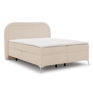 Lit boxspring 180x200 avec coffre de rangement et pieds chrom&eacute;s