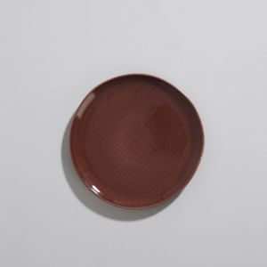 Assiette &agrave; dessert en c&eacute;ramique caramel