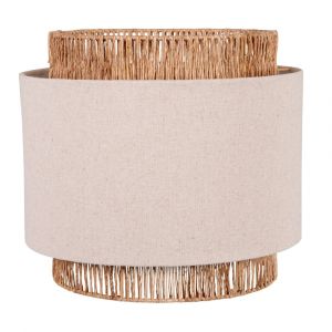 Abat-jour pour suspension triple tambour en lin beige et jute D40