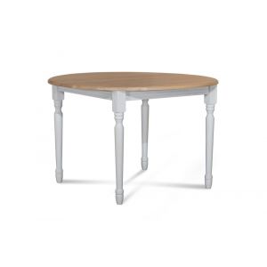 Table extensible ronde bois D115 avec 1 allonge et pieds tournés blanc