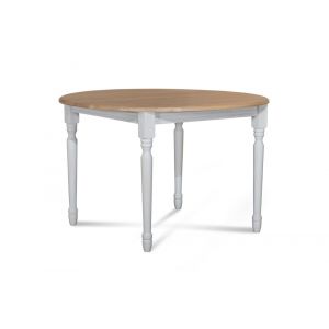 Table extensible ronde bois D115 cm avec 1 allonge et Pieds tournés