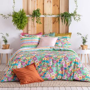 Housse de couette réversible en coton  140x200 cm multicolore
