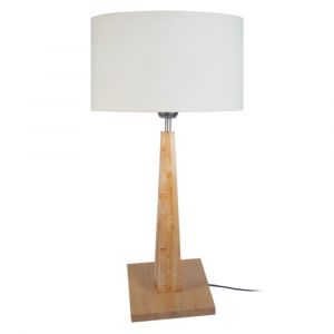 Lampe &agrave; table bois H57cm naturel;Abat-jour: &eacute;cru