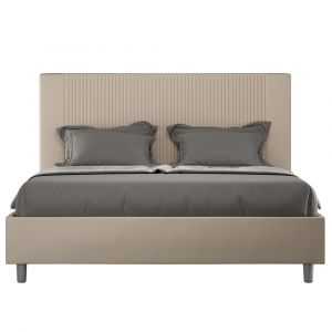 Lit coffre rembourré 160x200 similicuir taupe