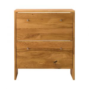 Meuble &agrave; chaussures 2 tiroirs en ch&ecirc;ne massif