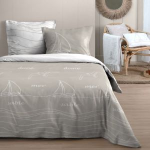 Parure de couette en coton coloris beige 260x240cm 2 taies