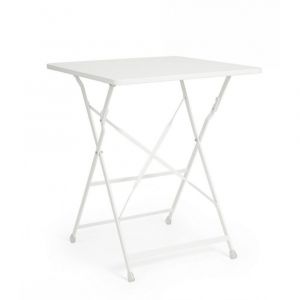 Table carrée en acier blanc 60 x 60 cm, pliante