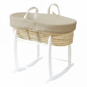 Couffin Avec Support &agrave; Bascule Blanc, Habillage en Coton Bio