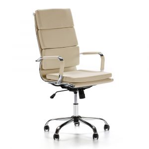 Fauteuil de bureau inclinable taupe, cuir synth&eacute;tique