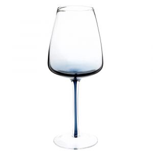 Verre &agrave; pied en verre infus&eacute; bleu et transparent