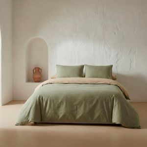 Housse de couette rev&eacute;rsible en 100% coton 260x240 cm + 2(50x90) cm