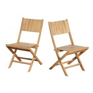 Ensemble de 2 chaises de jardin en teck pliantes