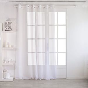 Voilage uni &agrave; oeillets grande largeur polyester blanc 240x240 cm