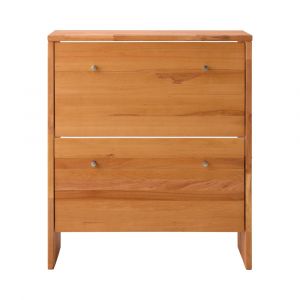 Meuble &agrave; chaussures 2 tiroirs en ch&ecirc;ne massif