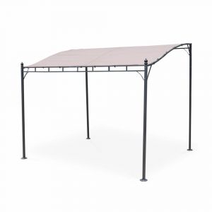 Pergola murale en acier et toile en polyester 3x2,5 m taupe