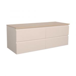 Meuble sous vasque suspendu avec plan de toilette d&eacute;cor ch&ecirc;ne 120 cm