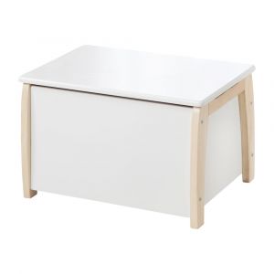 Coffre &agrave; jouets &agrave; fermeture douce en bois bicolore blanc