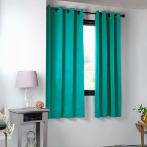 Rideau occultant uni 210gr/m2 polyester c&eacute;ladon 135x180 cm