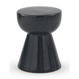 Tabouret / table d'appoint en c&eacute;ramique bleu fonc&eacute;