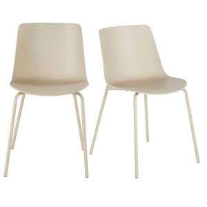 Chaises en polypropylène et acier beiges (x2)