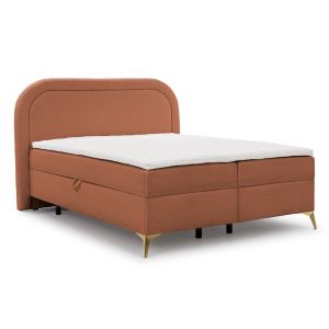 Lit boxspring 200x200 avec coffre de rangement et pieds dor&eacute;s