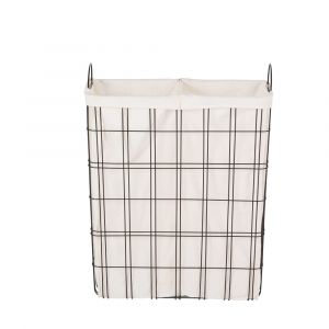 Panier à linge blanc et métal noir