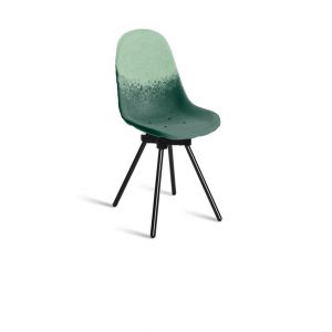 Chaise en plastique recyclé jaune, pied en acier revalorisé
