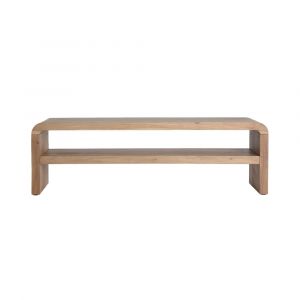 Meuble tv en bois d&acute;acacia brun clair  en 145x40x45 cm