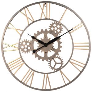 Horloge murale à rouages en métal doré D68