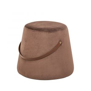 Pouf en velours marron avec corde
