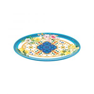 Grand plateau ovale en m&eacute;lamine &agrave; motifs 50 x 36 cm