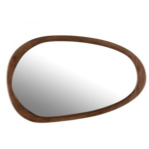 Miroir en forme de galet en bois de manguier L83