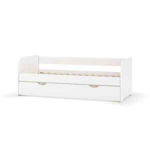 Lit banquette gigogne bois massif blanc 80x190 cm