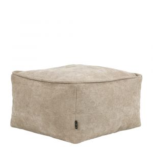 Repose-pieds pouf carré en tissu chenille texturé beige